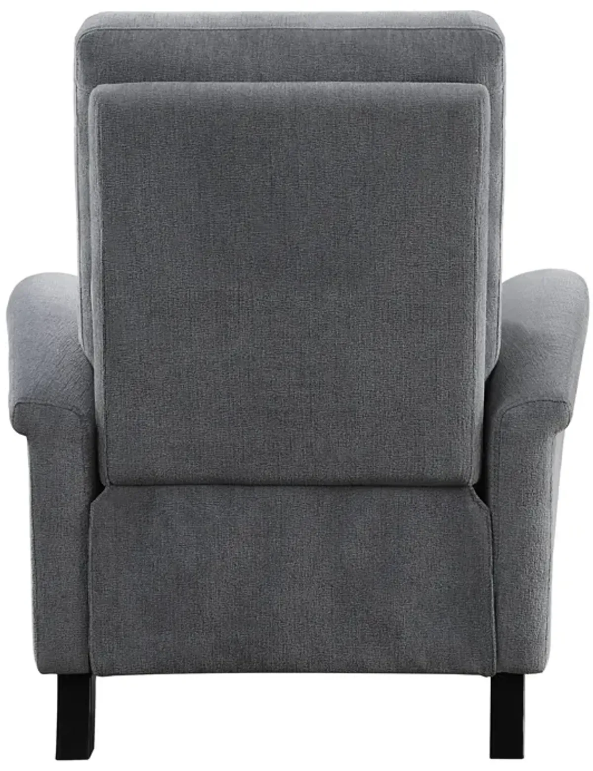 Iser 35 Inch Push Back Manual Recliner Chair, Light Gray Chenille Fabric - Benzara