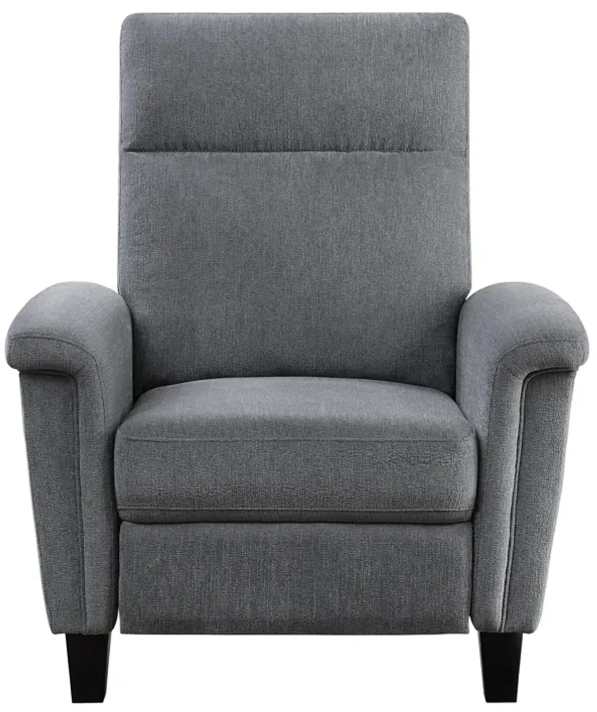 Iser 35 Inch Push Back Manual Recliner Chair, Light Gray Chenille Fabric - Benzara