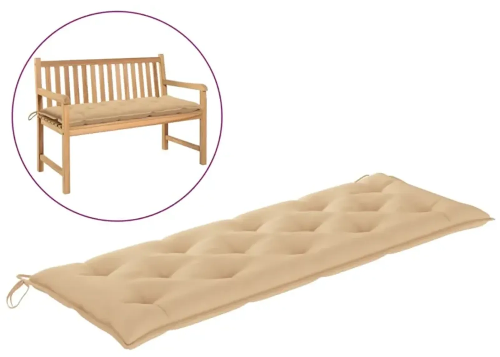 vidaXL Garden Bench Cushion Beige 59.1"x19.7"x2.8" Fabric