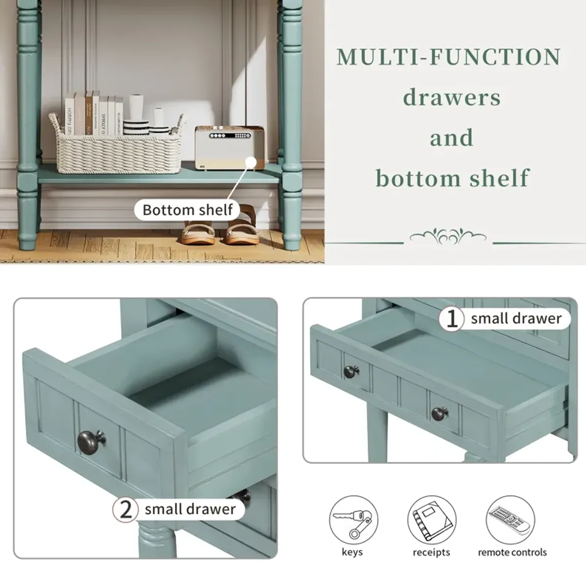 Merax Narrow Console Table with 3 Storage Drawers