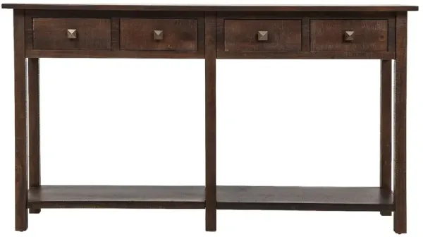 Rustic Brushed Texture Entryway Table Console Table with Drawer and Bottom Shelf for Living Room