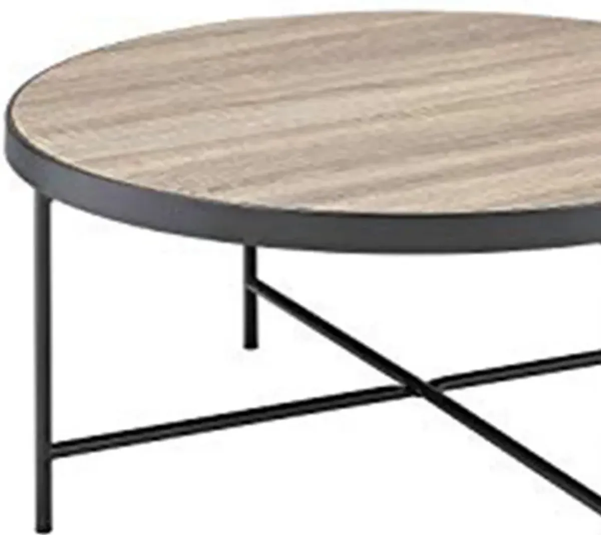 Charming Coffee Table, Weathered Oak Brown-Benzara