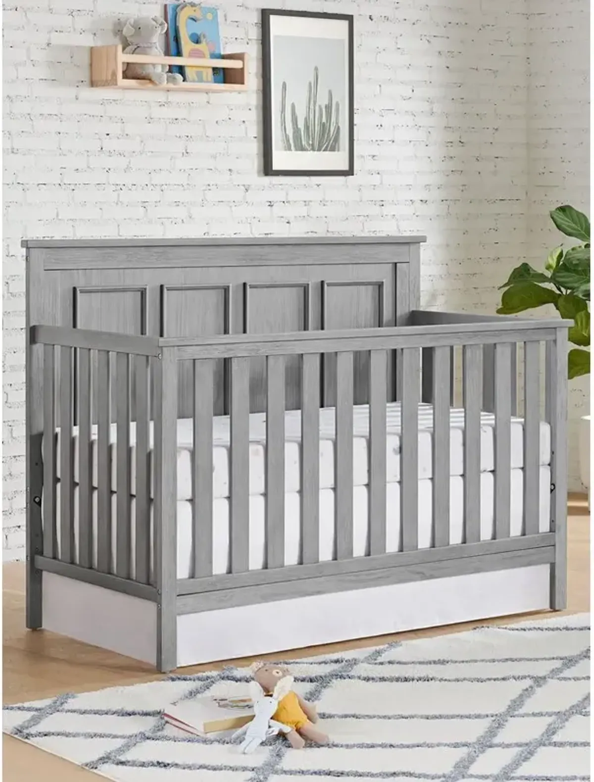 Oxford Baby Bennett 4 In 1 Convertible Crib Rustic Gray