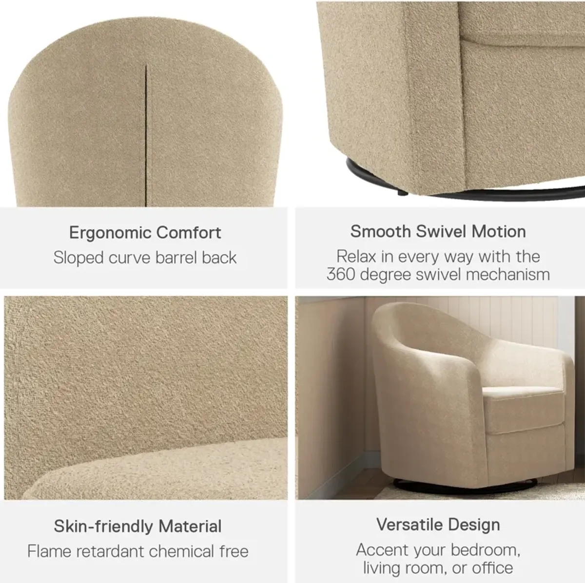 DHP Gentle Swivel Curved Accent Chair