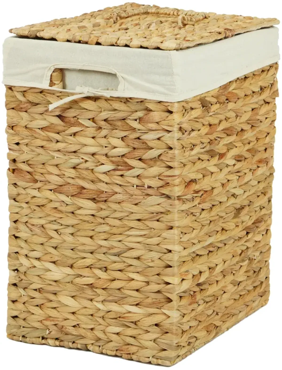 Handmade Rectangular Water Hyacinth Wicker Laundry Hamper with Lid Natural, Medium