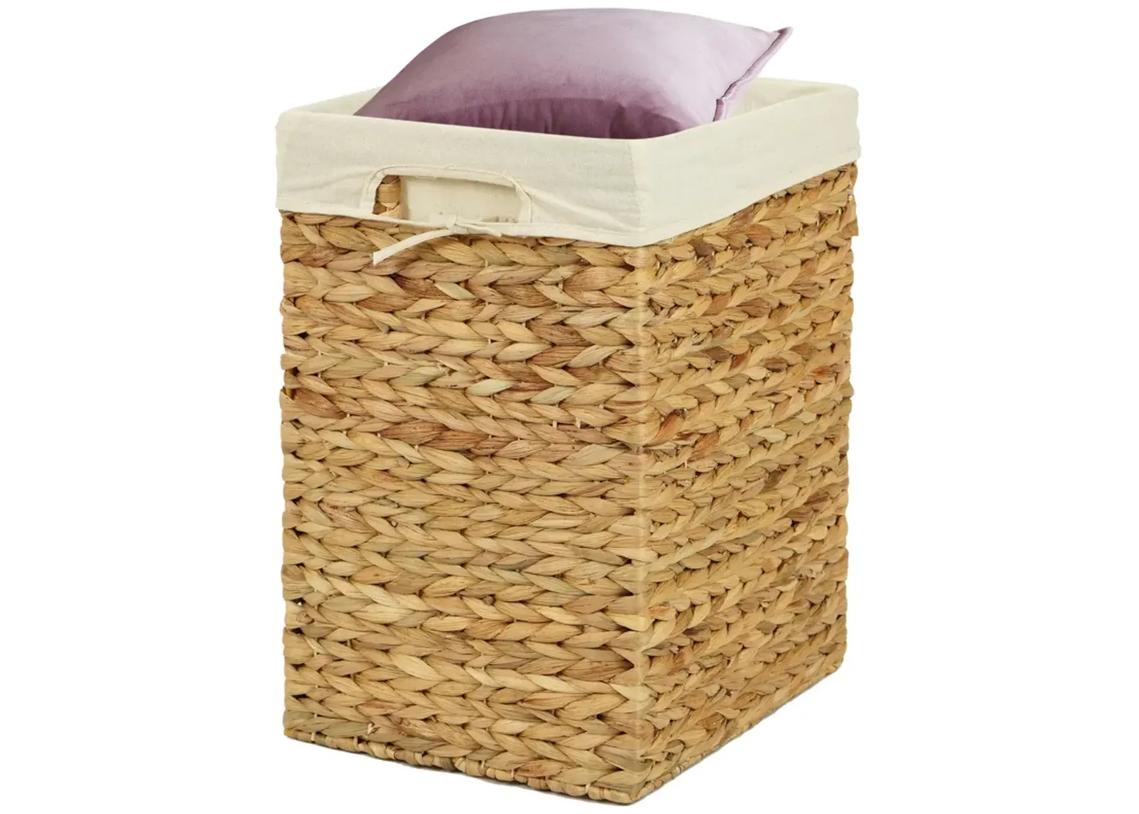 Handmade Rectangular Water Hyacinth Wicker Laundry Hamper with Lid Natural, Medium