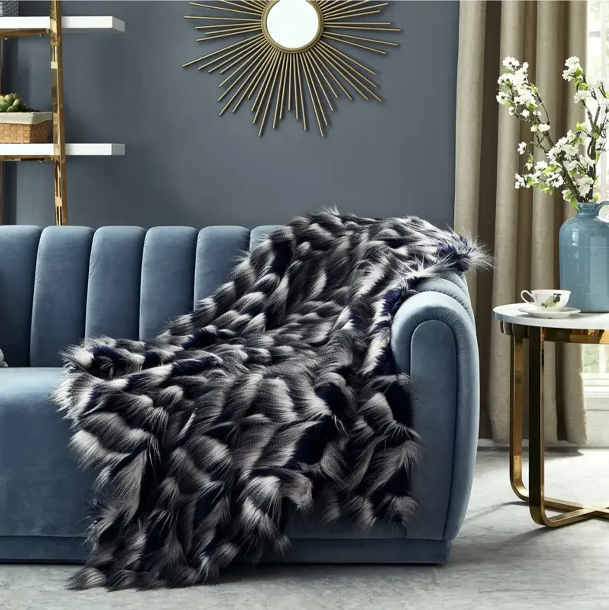 Cozy Tyme Bonheur Faux Feather Fur Throw 50"x60"