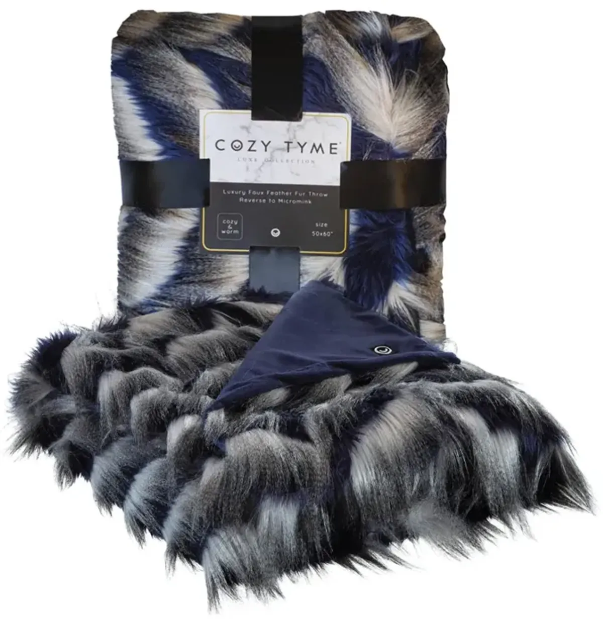 Cozy Tyme Bonheur Faux Feather Fur Throw 50"x60"