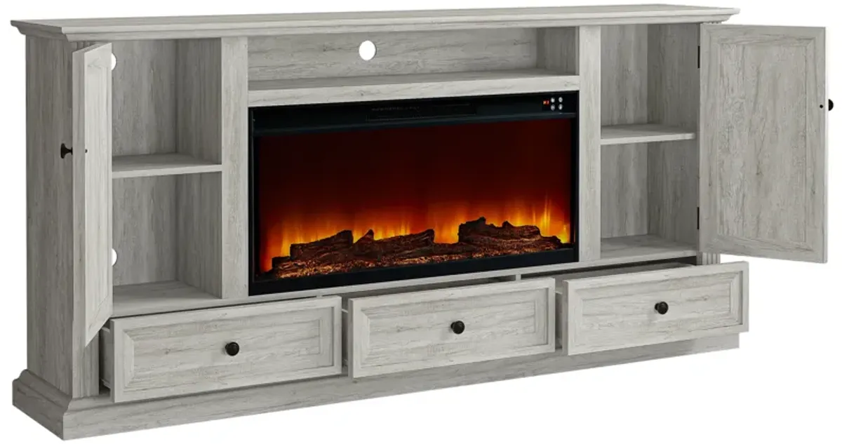 FESTIVO Farmhouse 72" TV Stand with Fireplace - Accommodates up to 75" TV