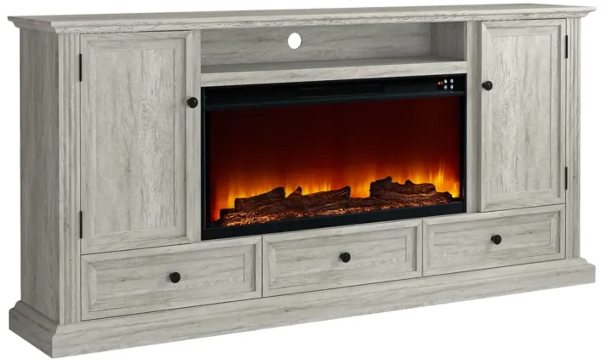 FESTIVO Farmhouse 72" TV Stand with Fireplace - Accommodates up to 75" TV