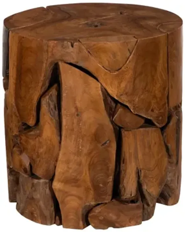 Teak Chunk Round Stool