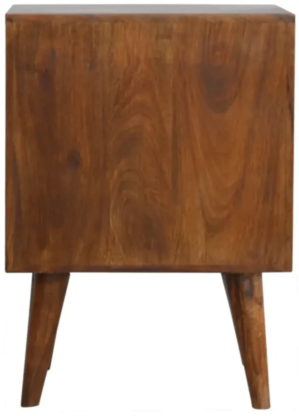 Chestnut  Solid Wood 2 Drawer Cube Carved Nightstand