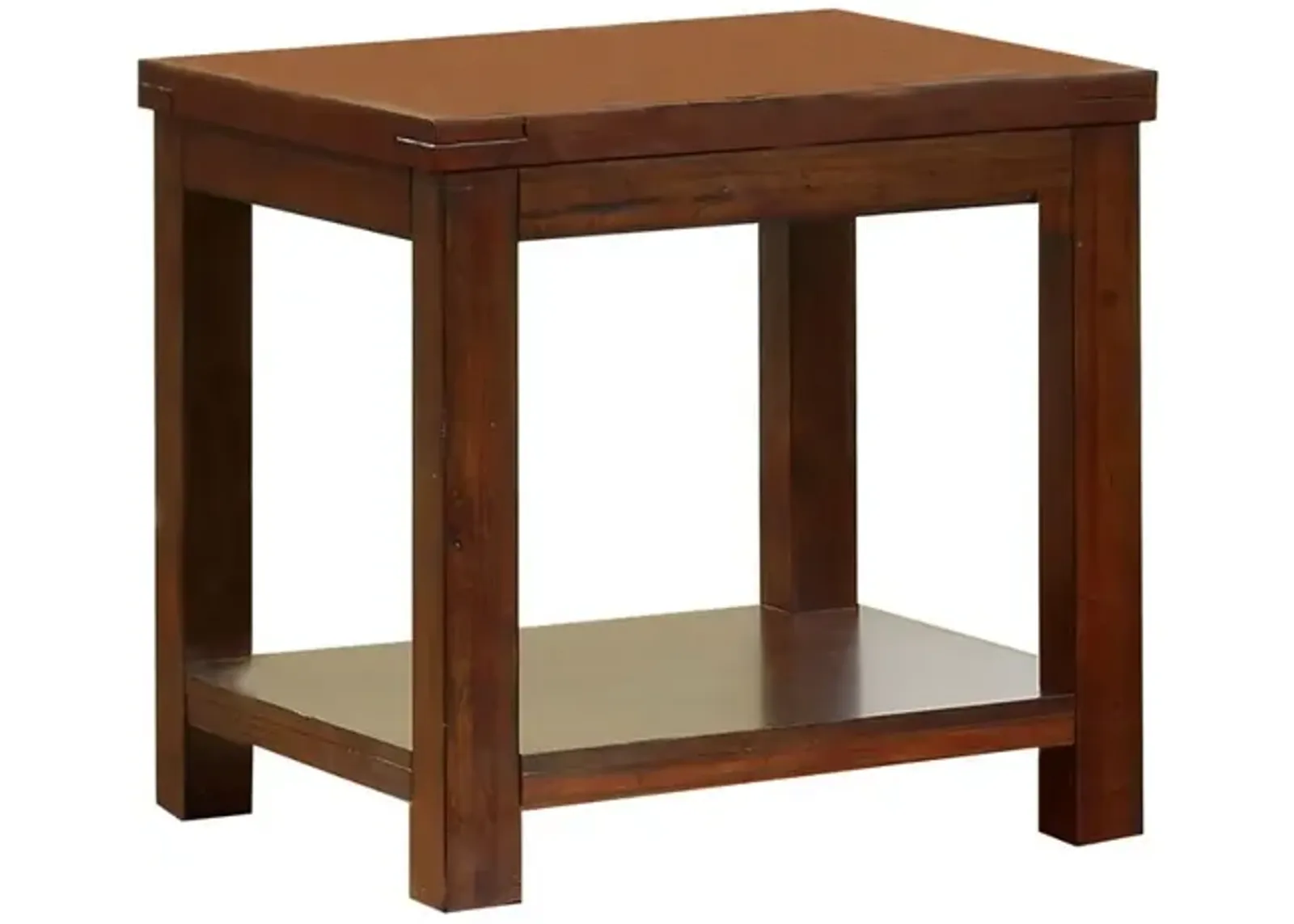 Square Shaped End Table with Open Bottom Shelf, Brown-Benzara