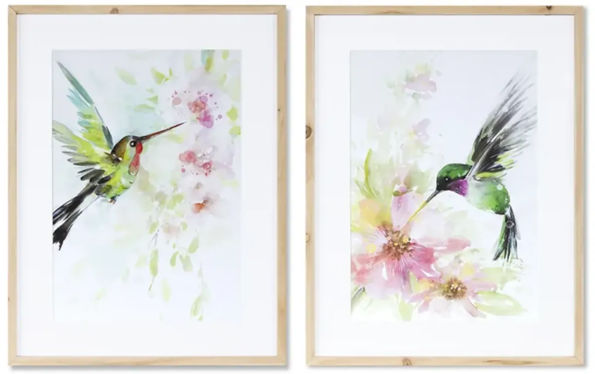 Charming Hummingbird Watercolor Set of 2 Delightful Artworks for Your Walls