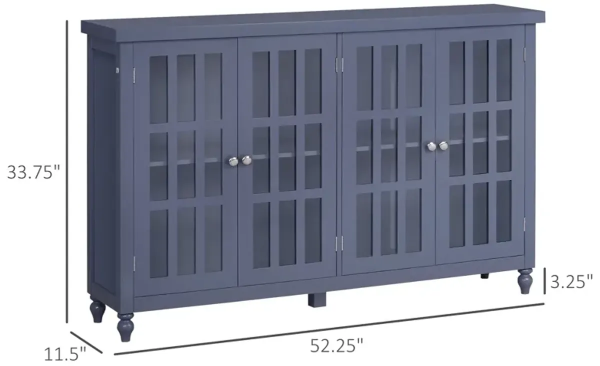 Gray Kitchen Organizer: Modern Sideboard with 4 Glass Doors