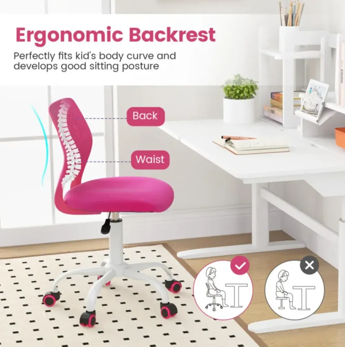 Hivvago Ergonomic Children Study Chair with Adjustable Height