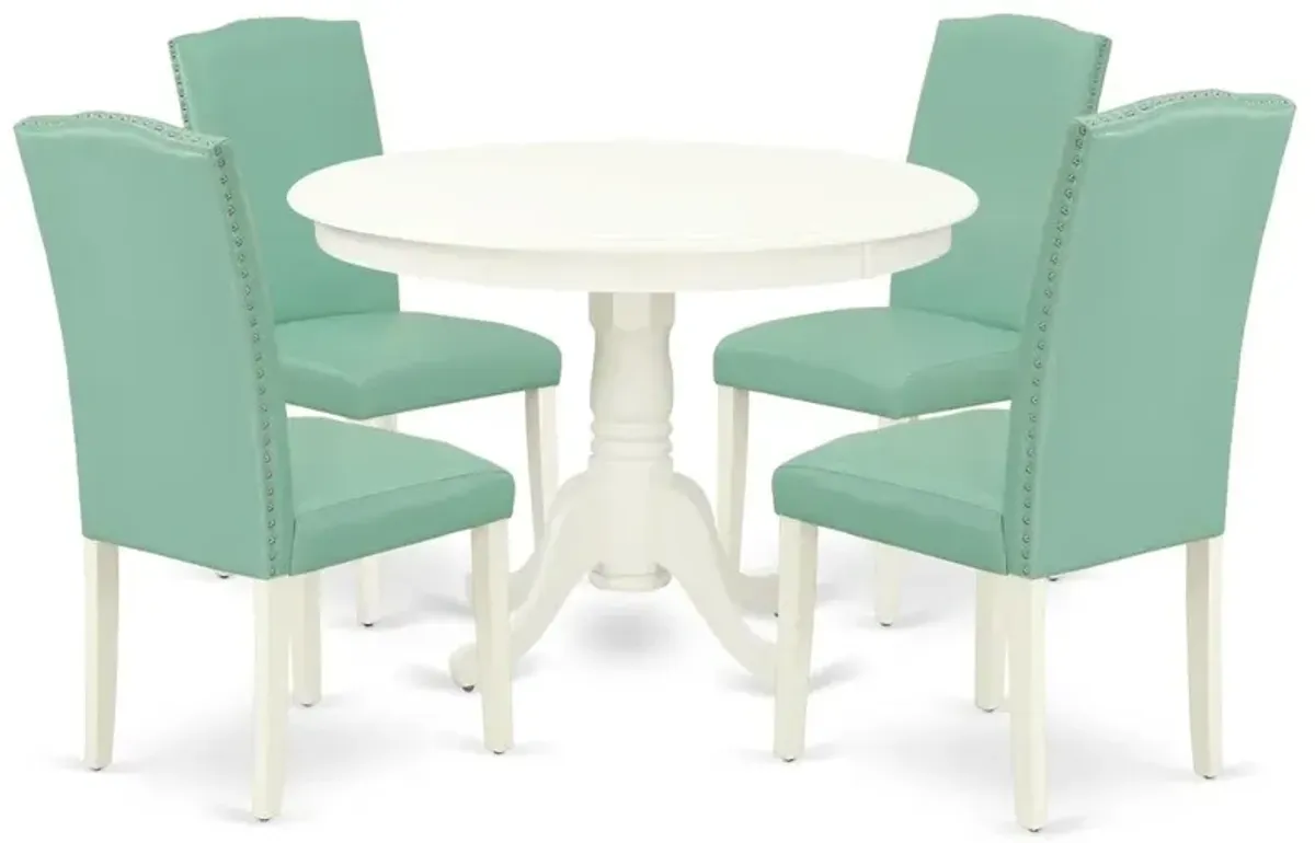 Dining Room Set Linen White, HLEN5-LWH-57