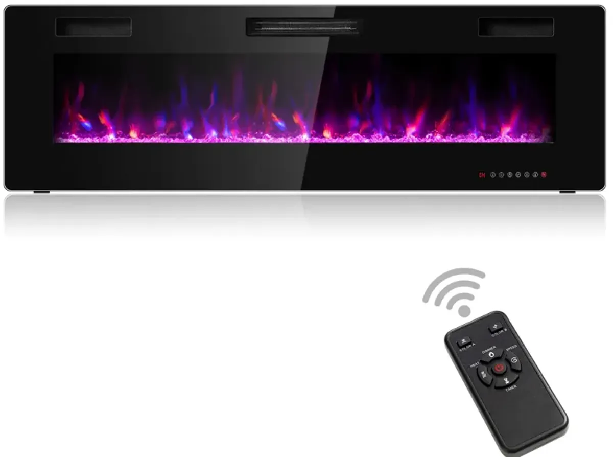 60 Inch Ultra Thin Electric Fireplace with 2 Heat Settings