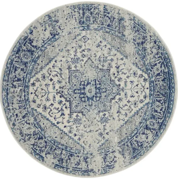 Tranquil TRA06 Ivory/Light Blue 5'3" x Round Rug