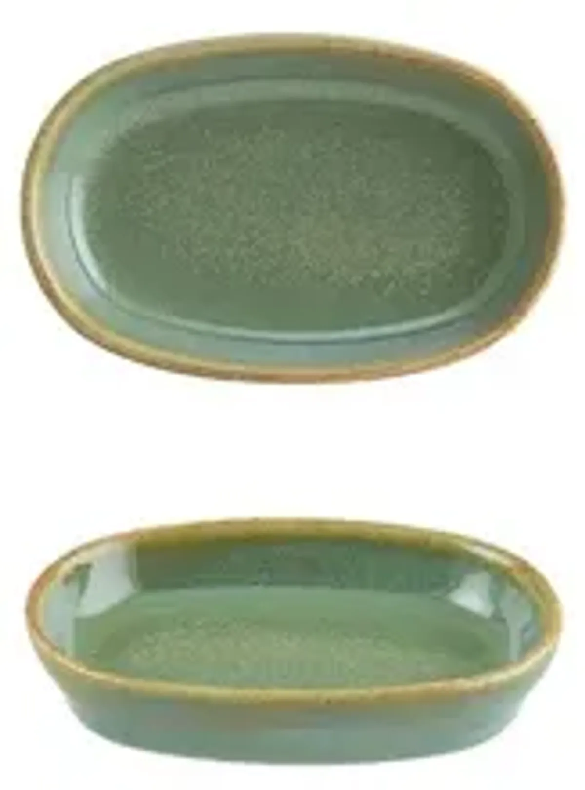 Sage 4" x 2.5" x h:0.75" Oval Green Porcelain Platter (Set of 4)