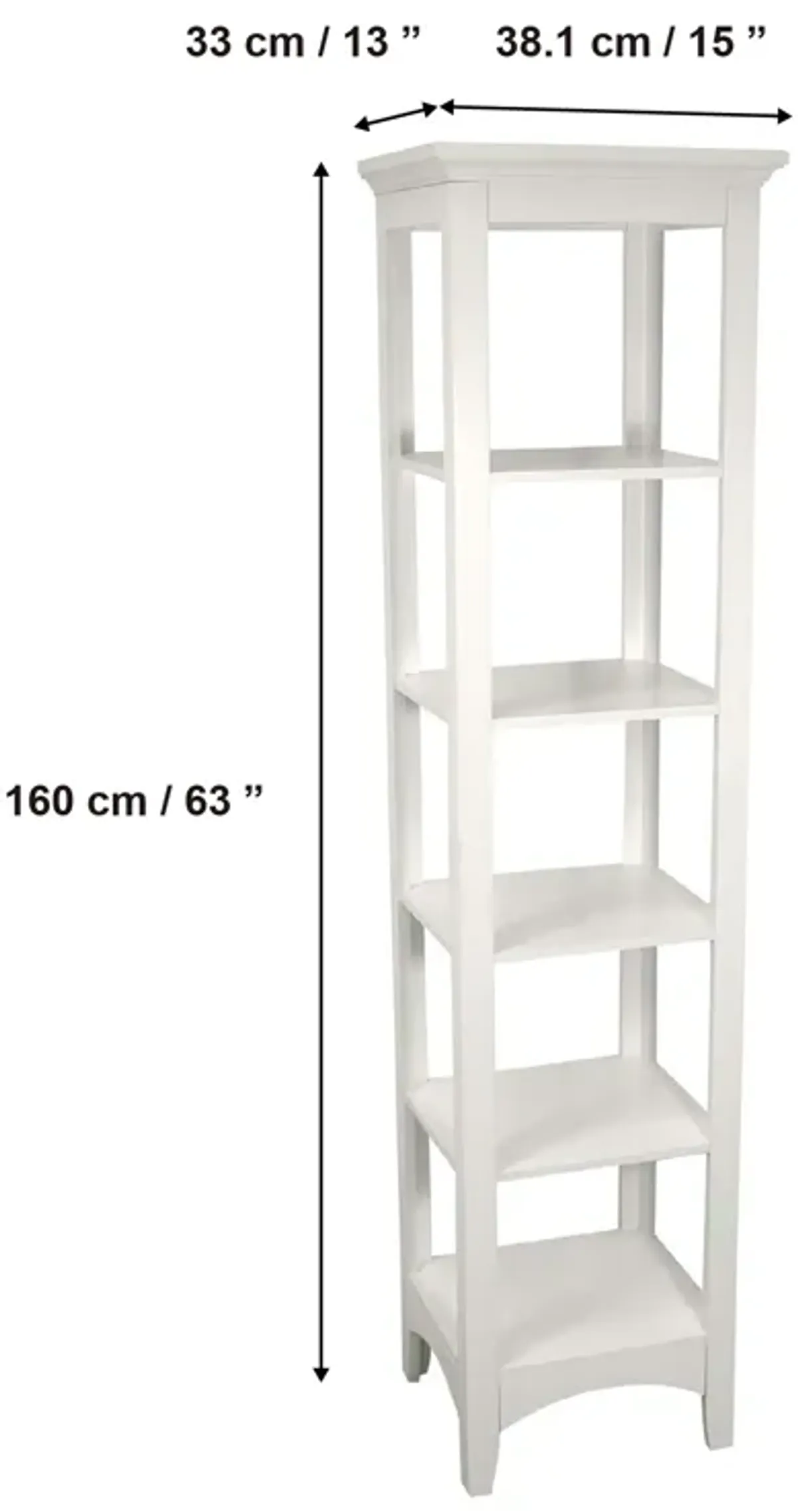 Teamson Home Madison Wooden Linen Tower with 5 Shelves, White