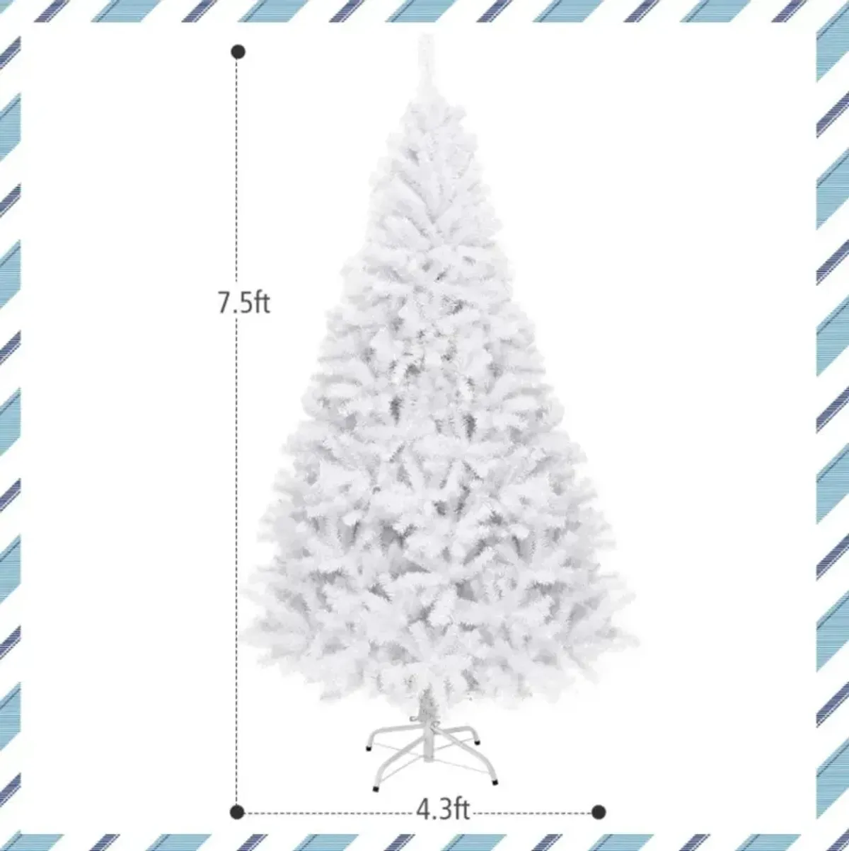 Hivvago 6/7.5/9 Feet White Christmas Tree with Metal Stand