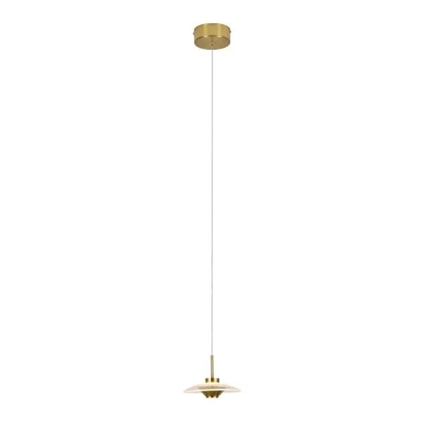 VONN Lighting 1-Light Integrated LED Height Adjustable Pendant Lighting in Antique Brass