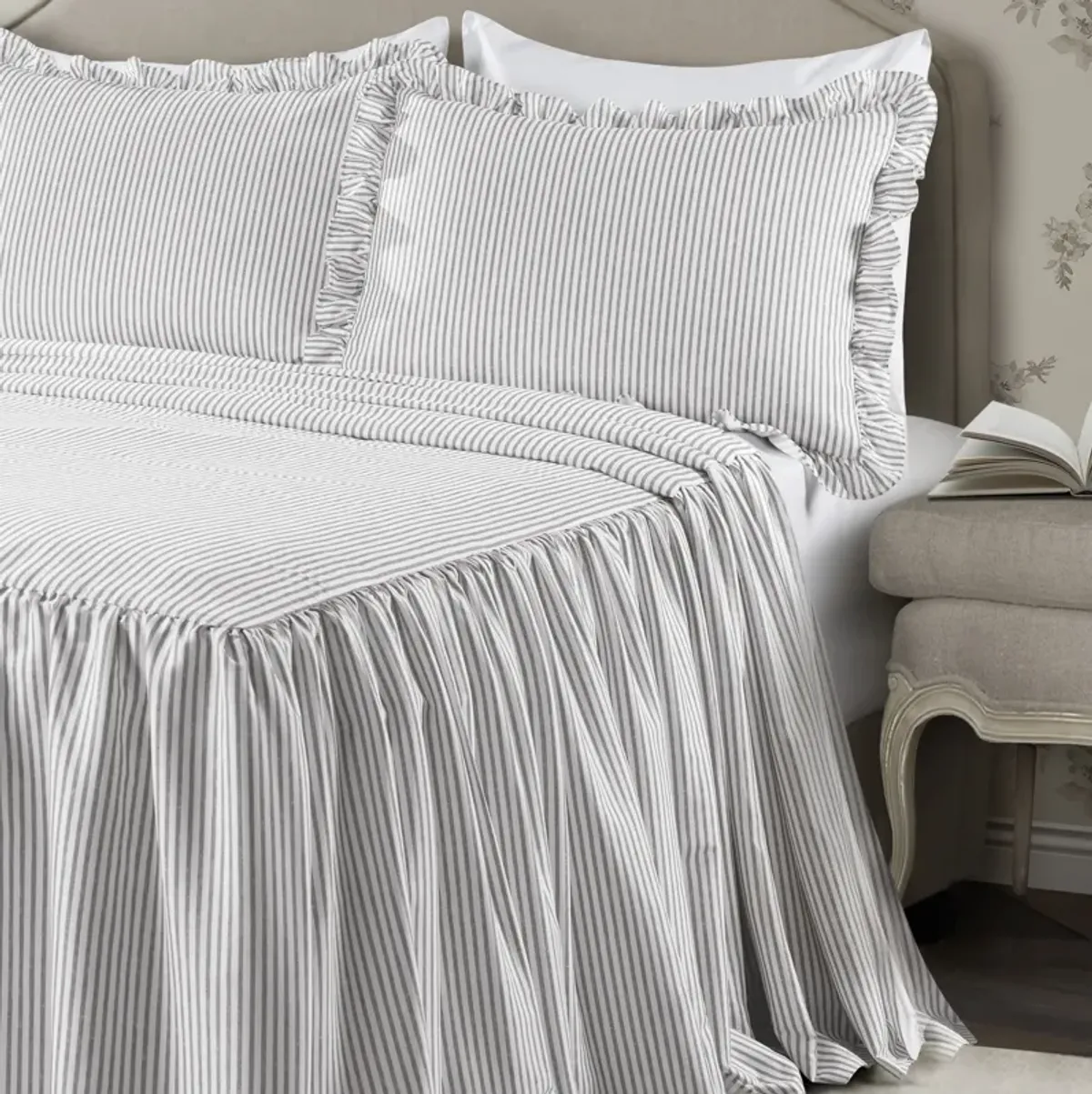 Ticking Stripe Bedspread 3Pc Set