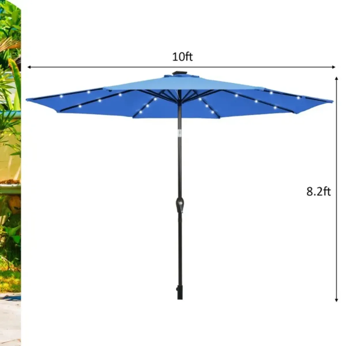 Hivvago 10 Feet Outdoor Patio Umbrella with Bright Solar LED Lights