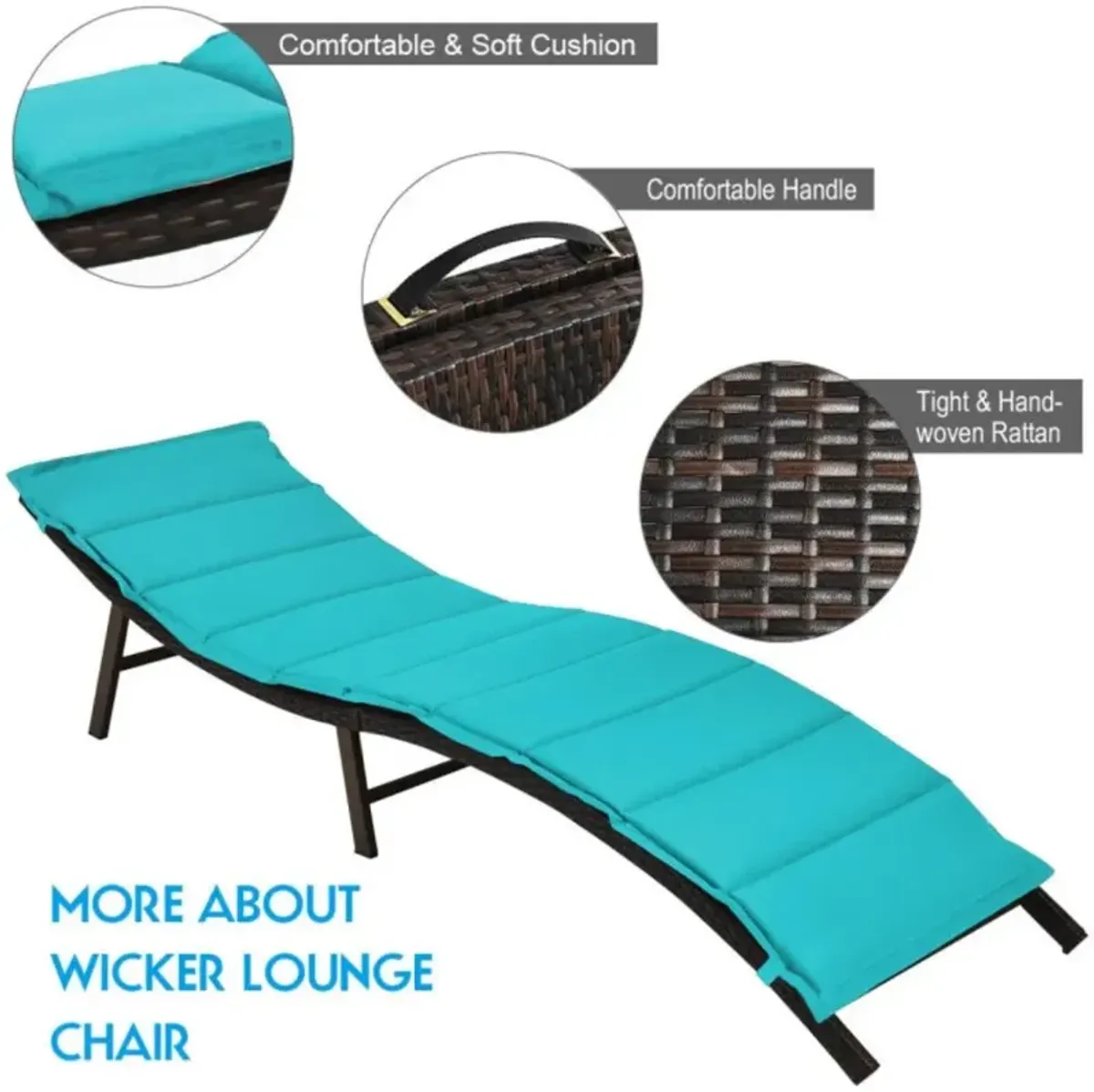 Hivvago 2 Pieces Folding Patio Lounger Chair