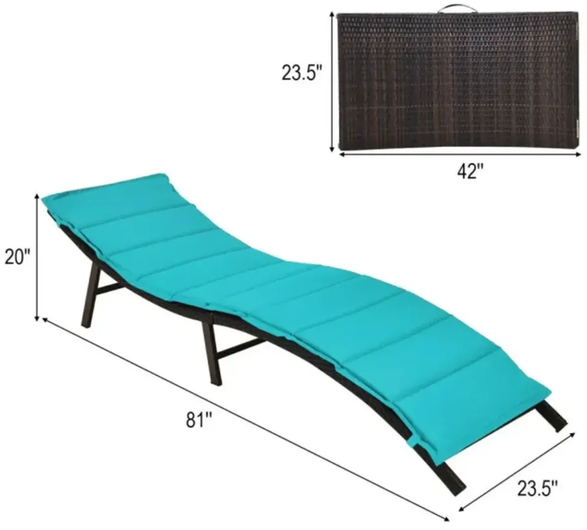 Hivvago 2 Pieces Folding Patio Lounger Chair