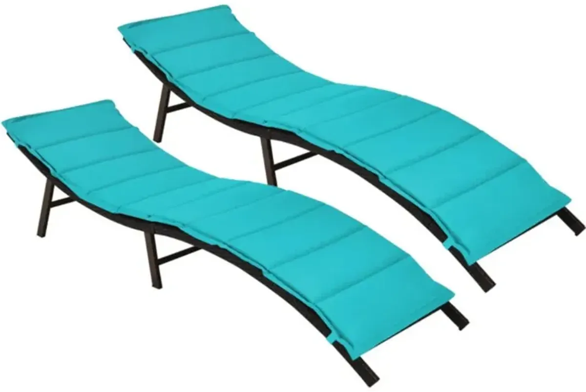 Hivvago 2 Pieces Folding Patio Lounger Chair