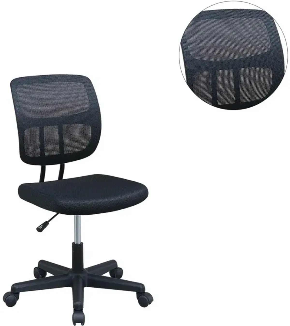 Elegant Design 1 Piece Office Chair Black Mesh Desk Chairs Wheels Breathable Material Seats