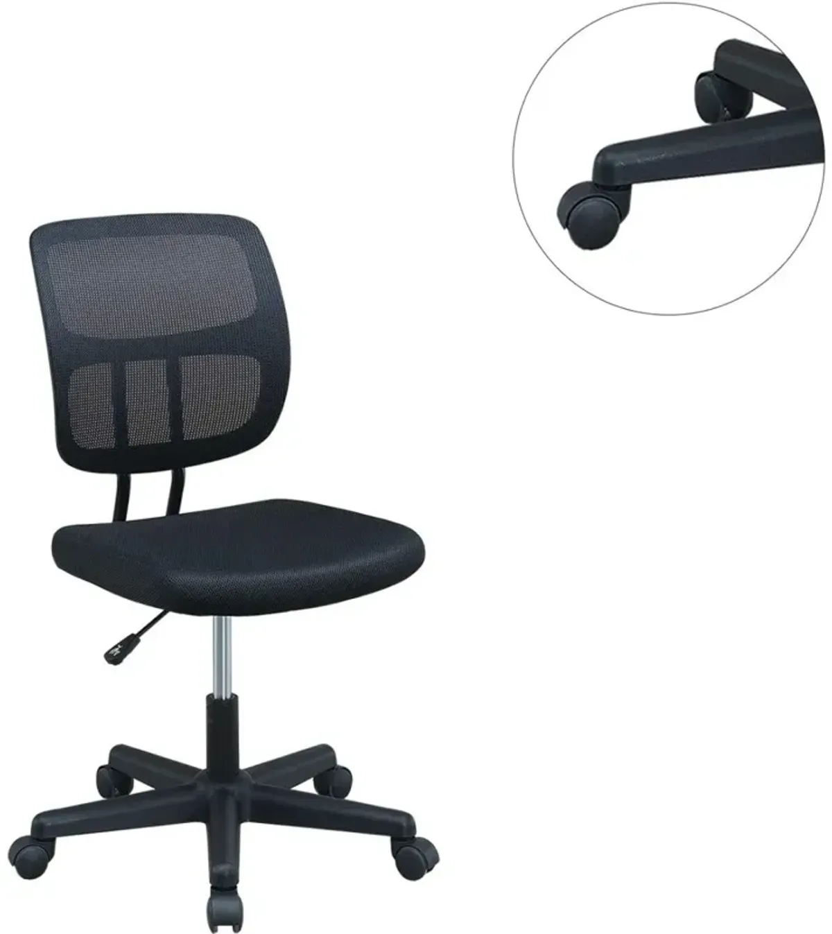 Elegant Design 1 Piece Office Chair Black Mesh Desk Chairs Wheels Breathable Material Seats