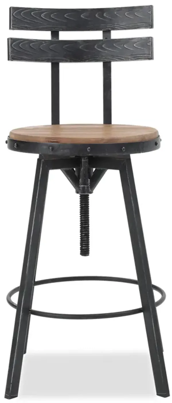 Streamdale Rustic-Chic Barstool Fir Wood Seat, Metal Frame