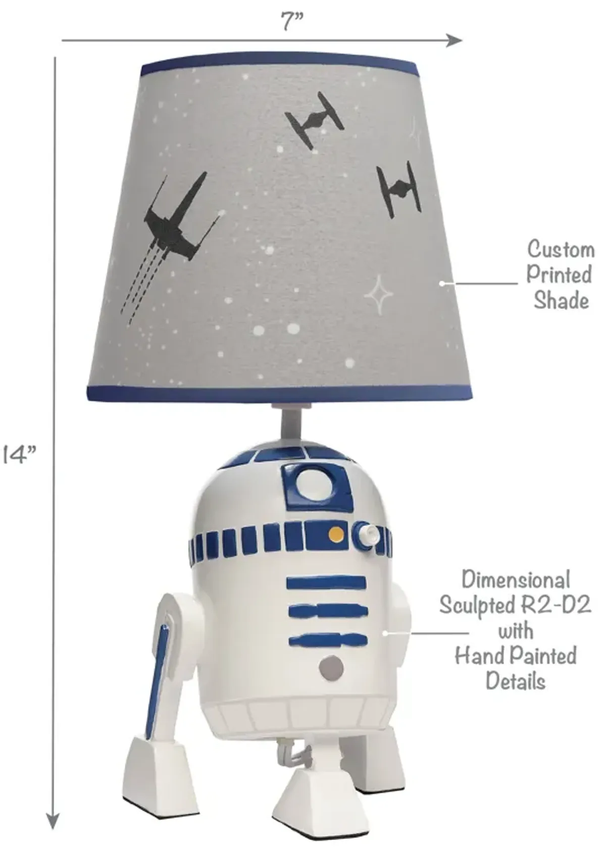 Lambs & Ivy Star Wars Classic Hand Painted R2-D2 Lamp with Shade & Bulb