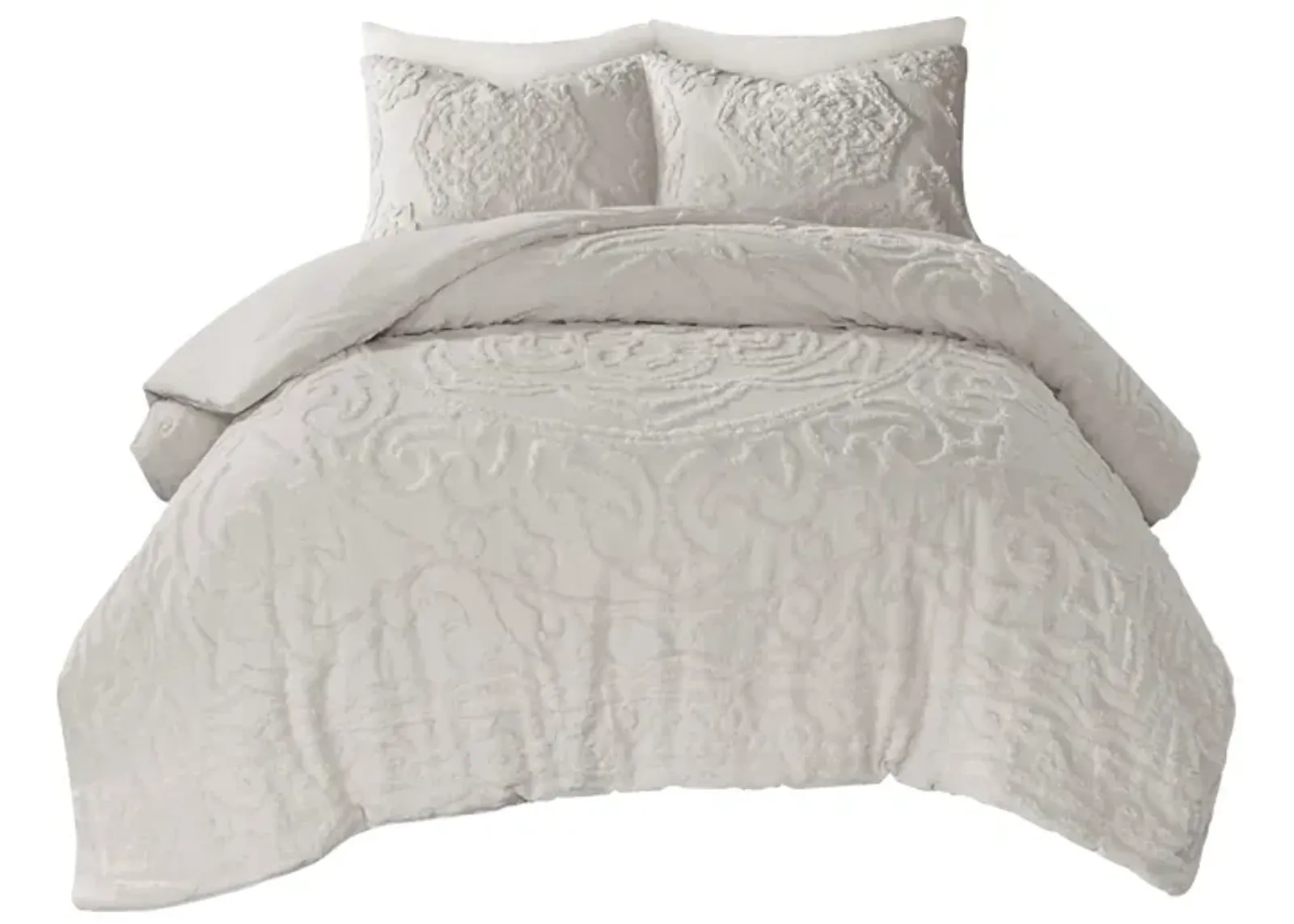 Gracie Mills Ray 3-Piece Boho-Inspired Tufted Cotton Chenille Medallion Comforter Set