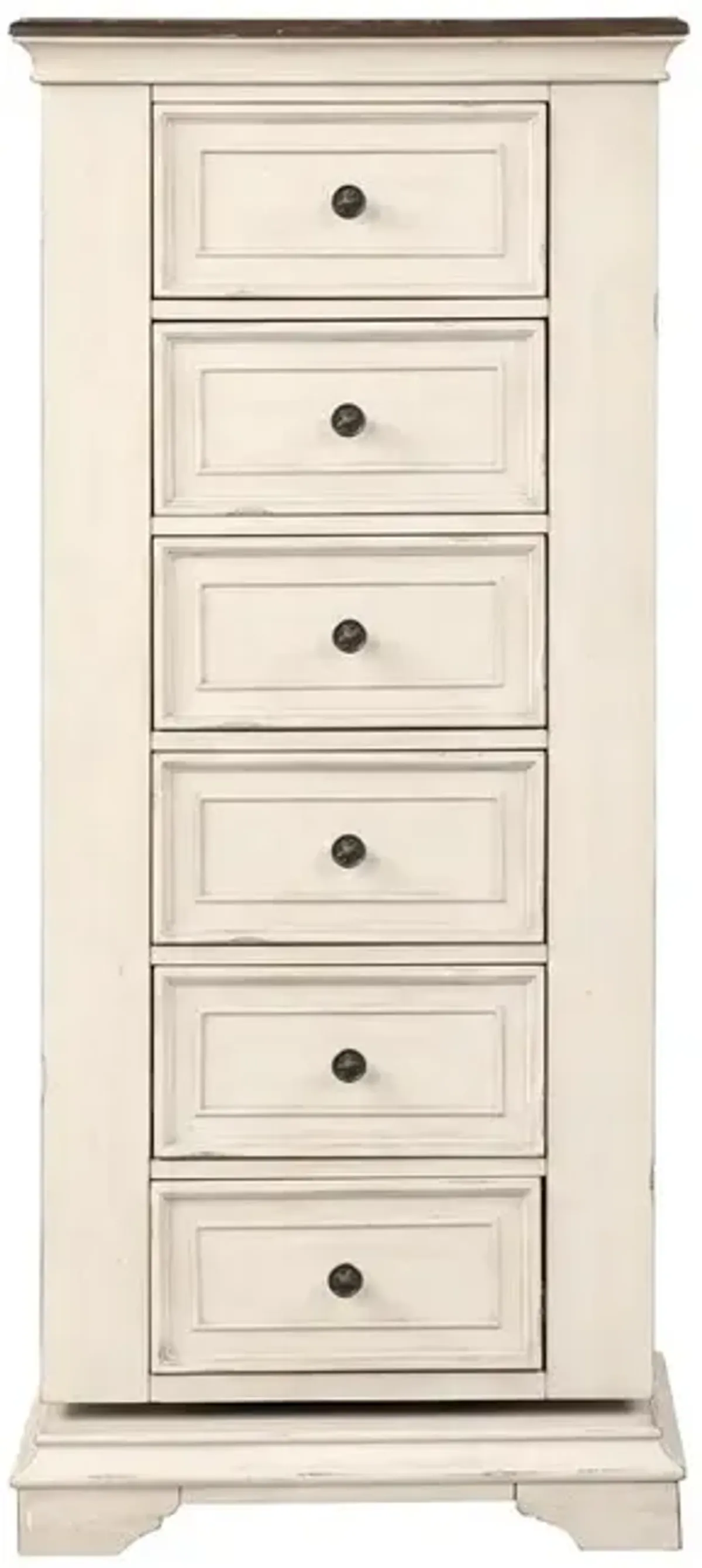 New Classic Furniture Furniture Anastasia 6-Drawer Wood Chest with Mirror in Ant White