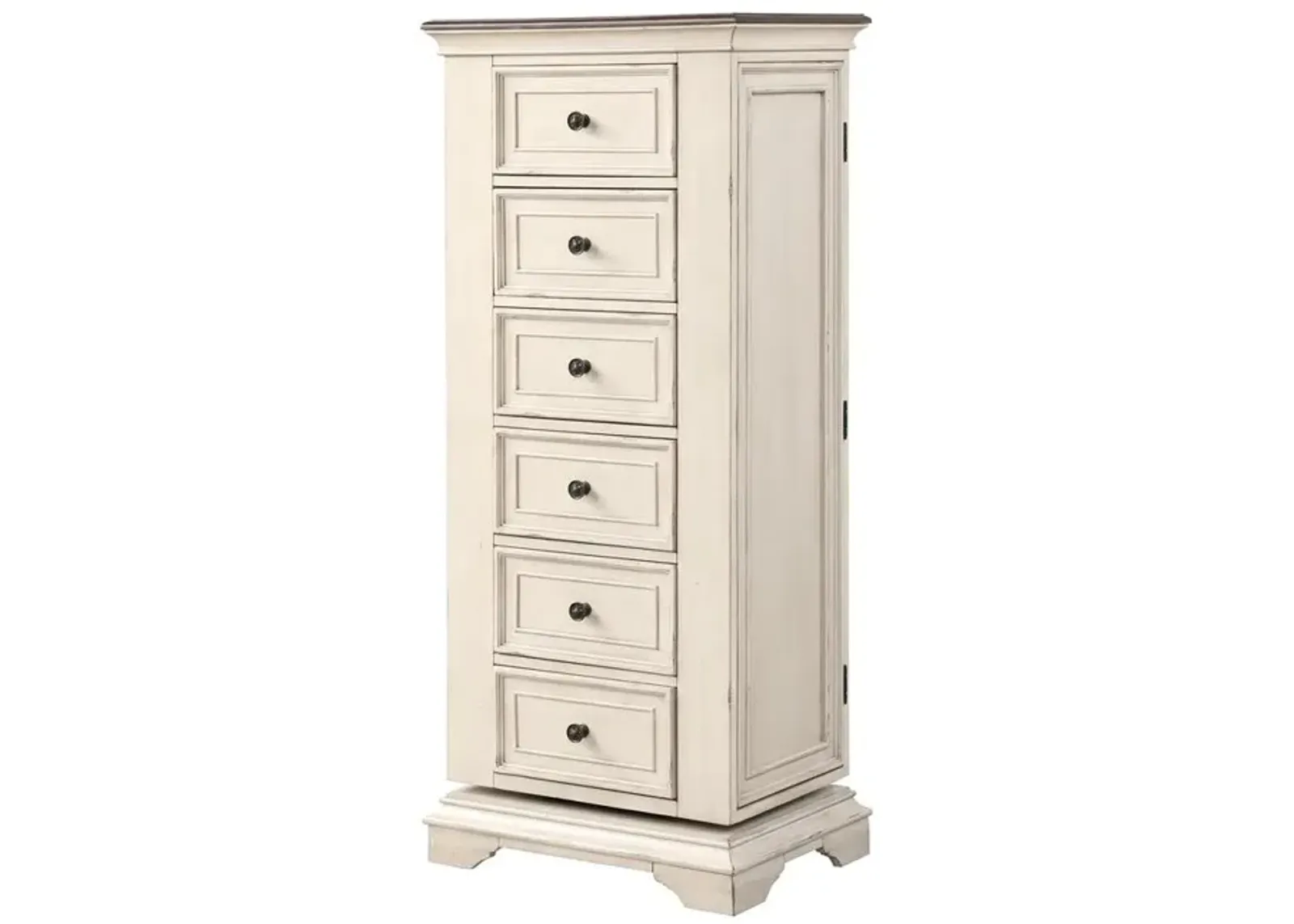 New Classic Furniture Furniture Anastasia 6-Drawer Wood Chest with Mirror in Ant White