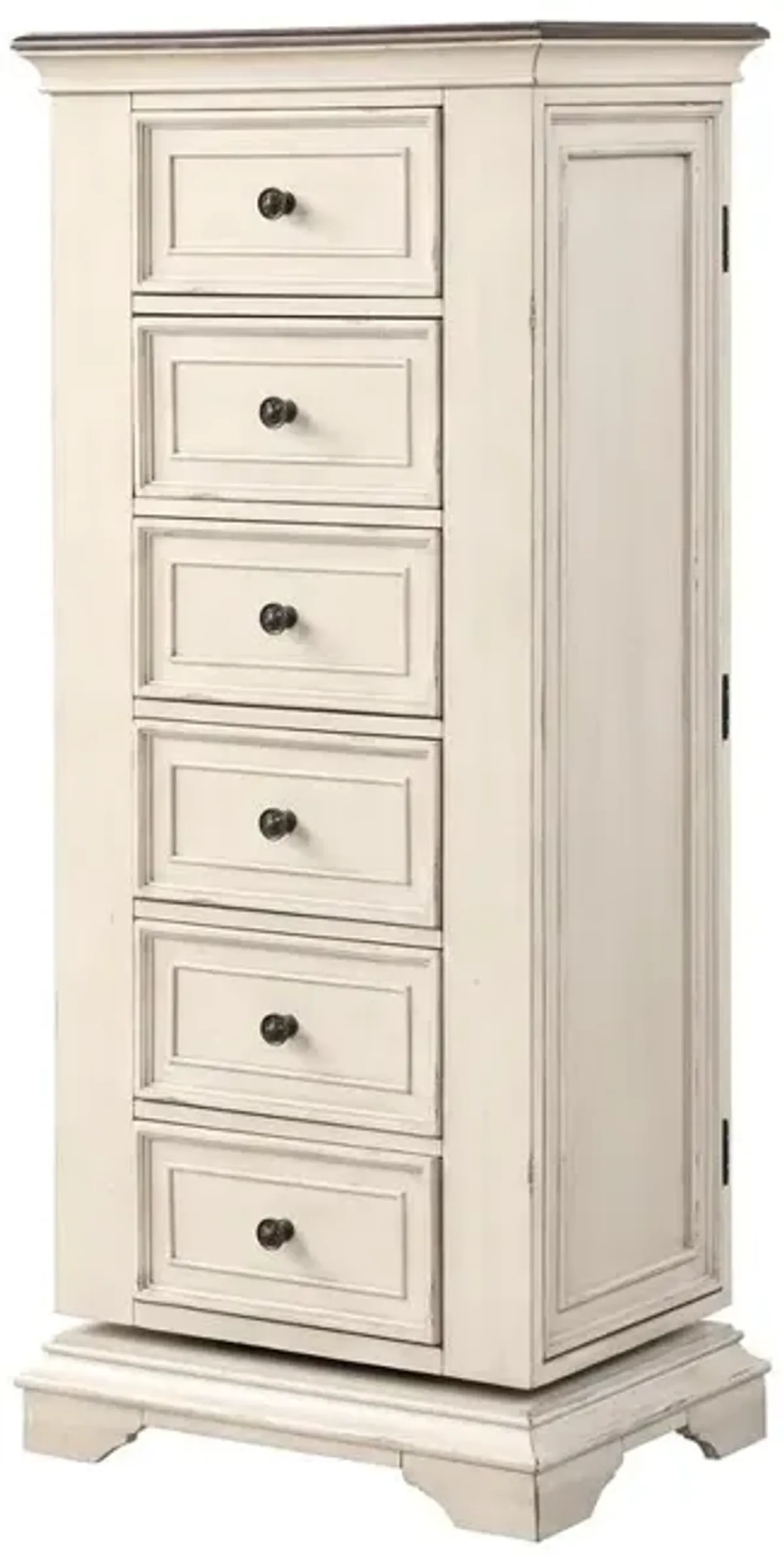 New Classic Furniture Furniture Anastasia 6-Drawer Wood Chest with Mirror in Ant White