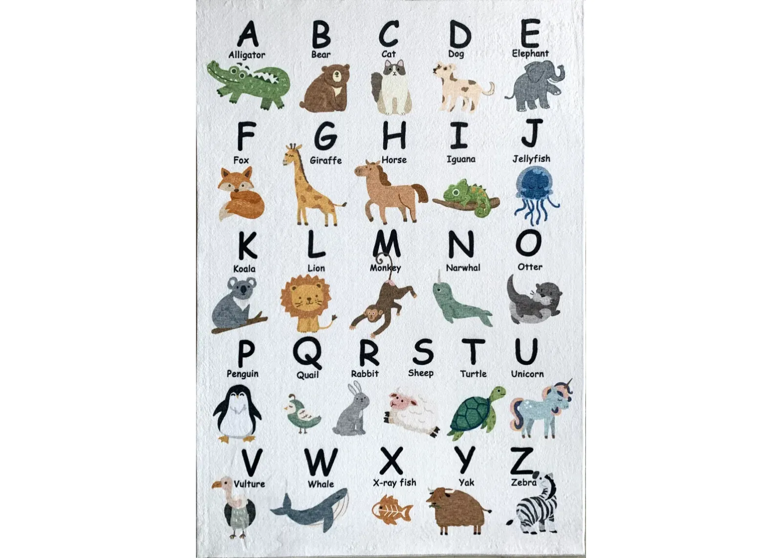 Soft Steps Playtime Alphabet Animals White Beige Indoor Soft Area Rug