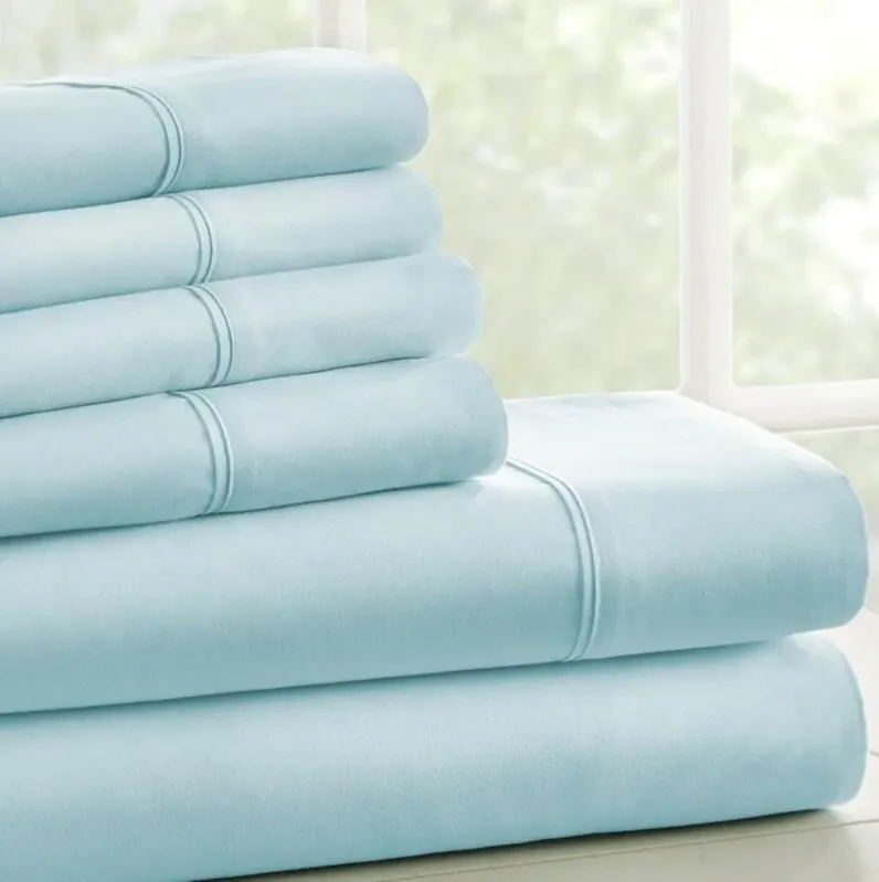 Aqua 6 Piece Wrinkle Resistant Microfiber Polyester Sheet Set