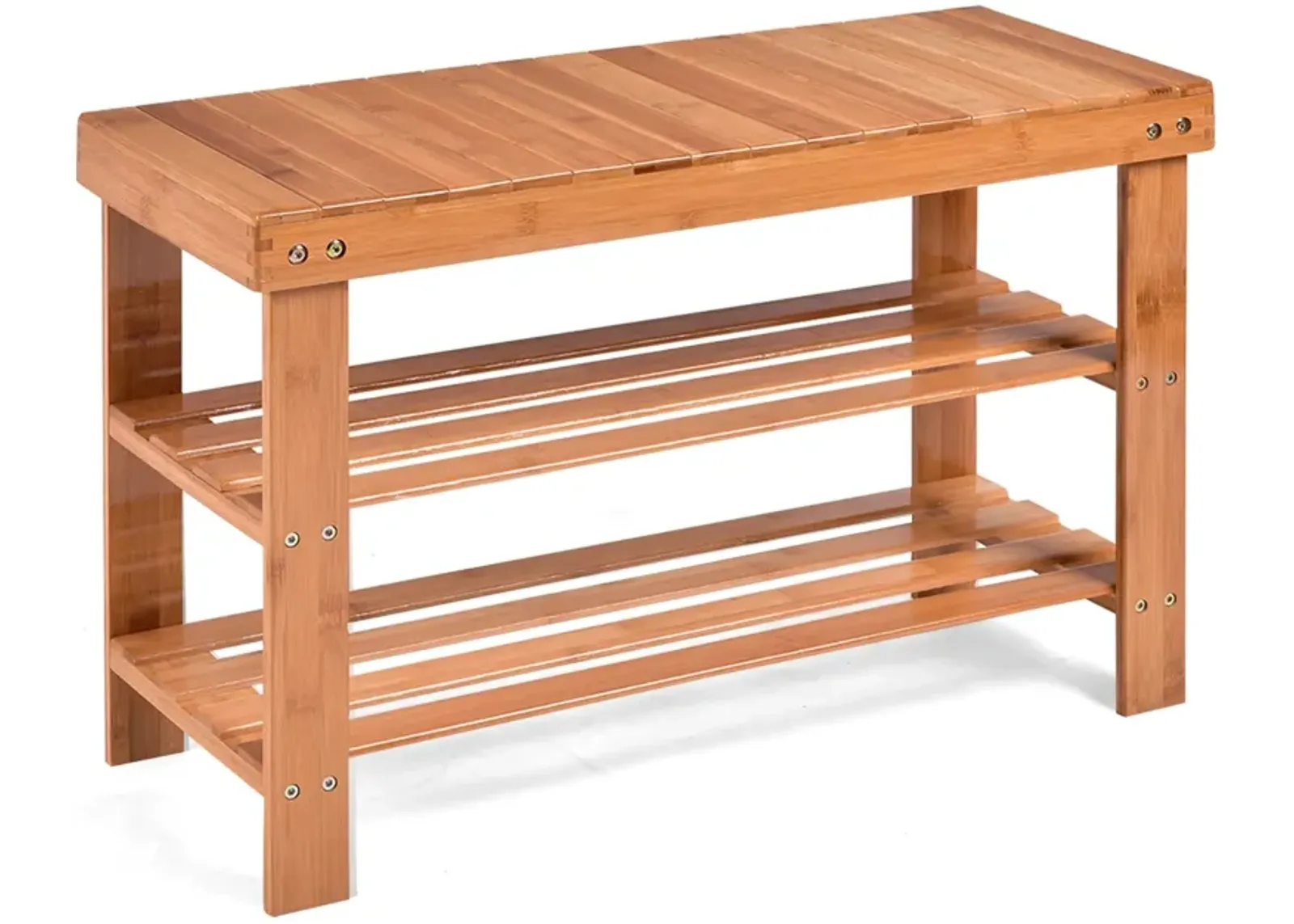 3 Tier Bamboo Bench Storage Shoe Shelf