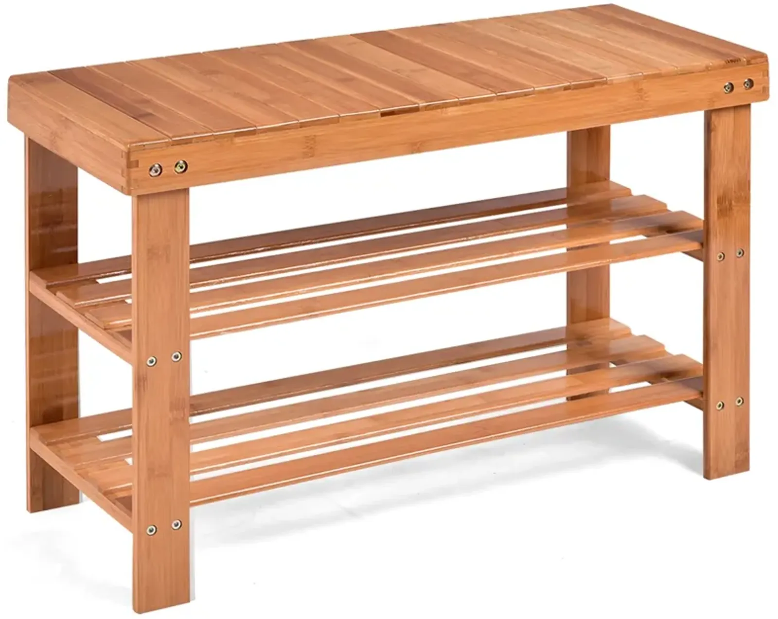 3 Tier Bamboo Bench Storage Shoe Shelf