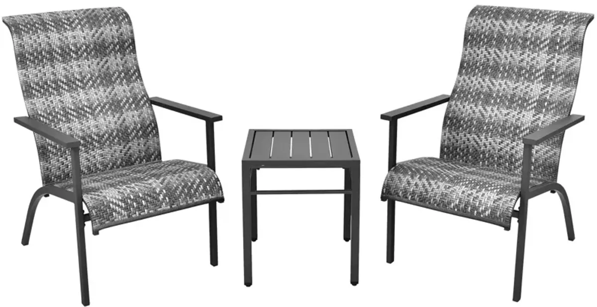 3 Pieces Patio Rattan Bistro Set with High Backrest and Armrest