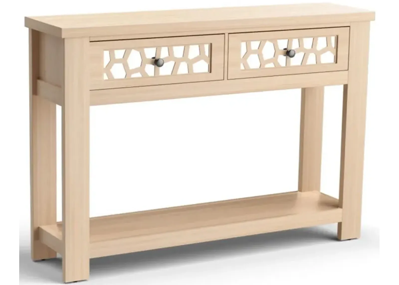 Hivvago 2-Tier Console Table with Drawers and Open Storage Shelf