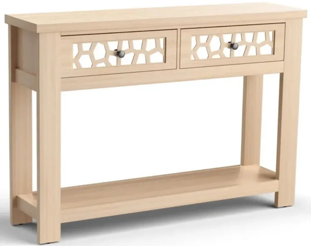 Hivvago 2-Tier Console Table with Drawers and Open Storage Shelf