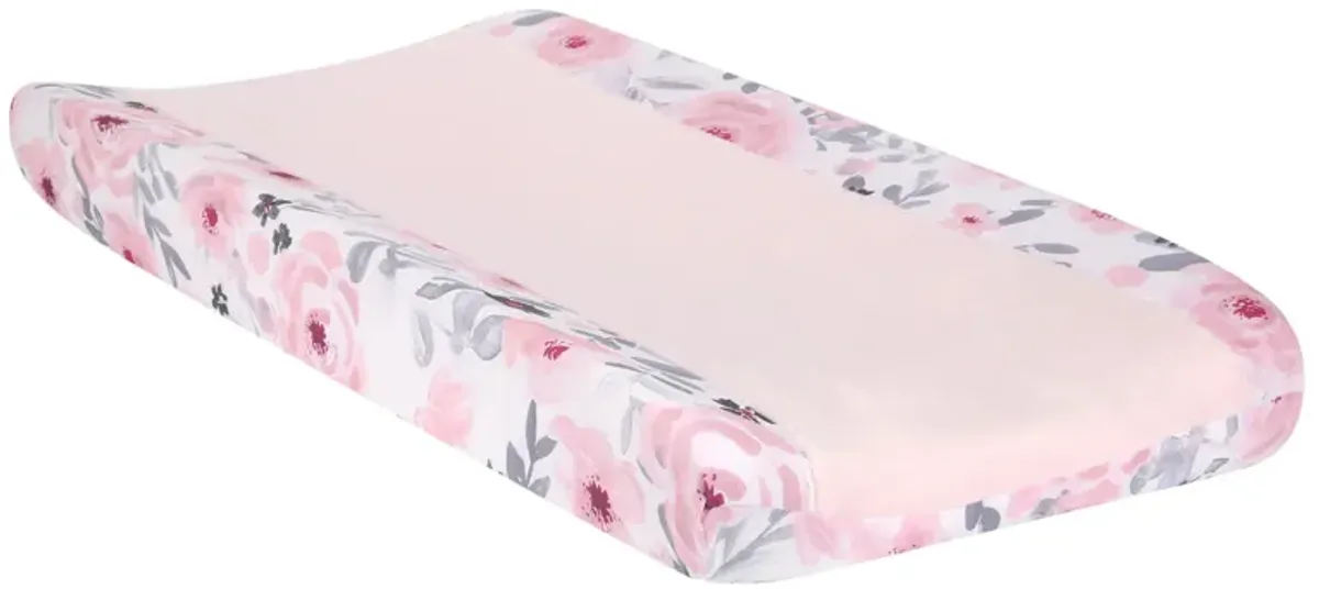 Bedtime Originals Blossom Watercolor Floral Changing Pad Cover - Pink/Gray