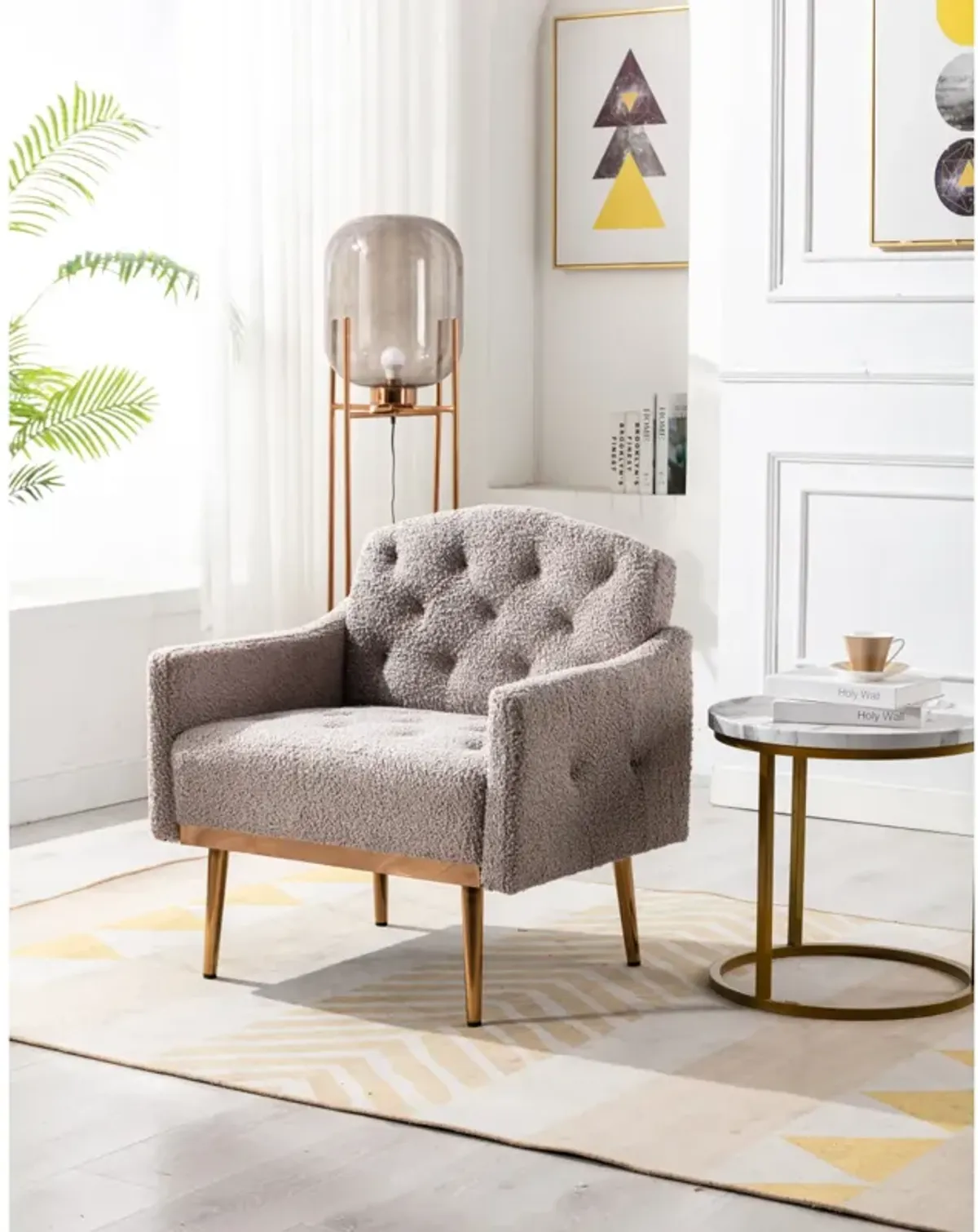 Accent Chair, Leisure Single Sofa With Rose Golden Feet