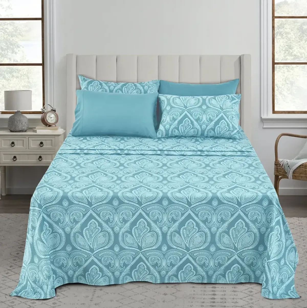 Lux Decor Collection Bed Sheets - Brushed Microfiber Paisley Sheet Set